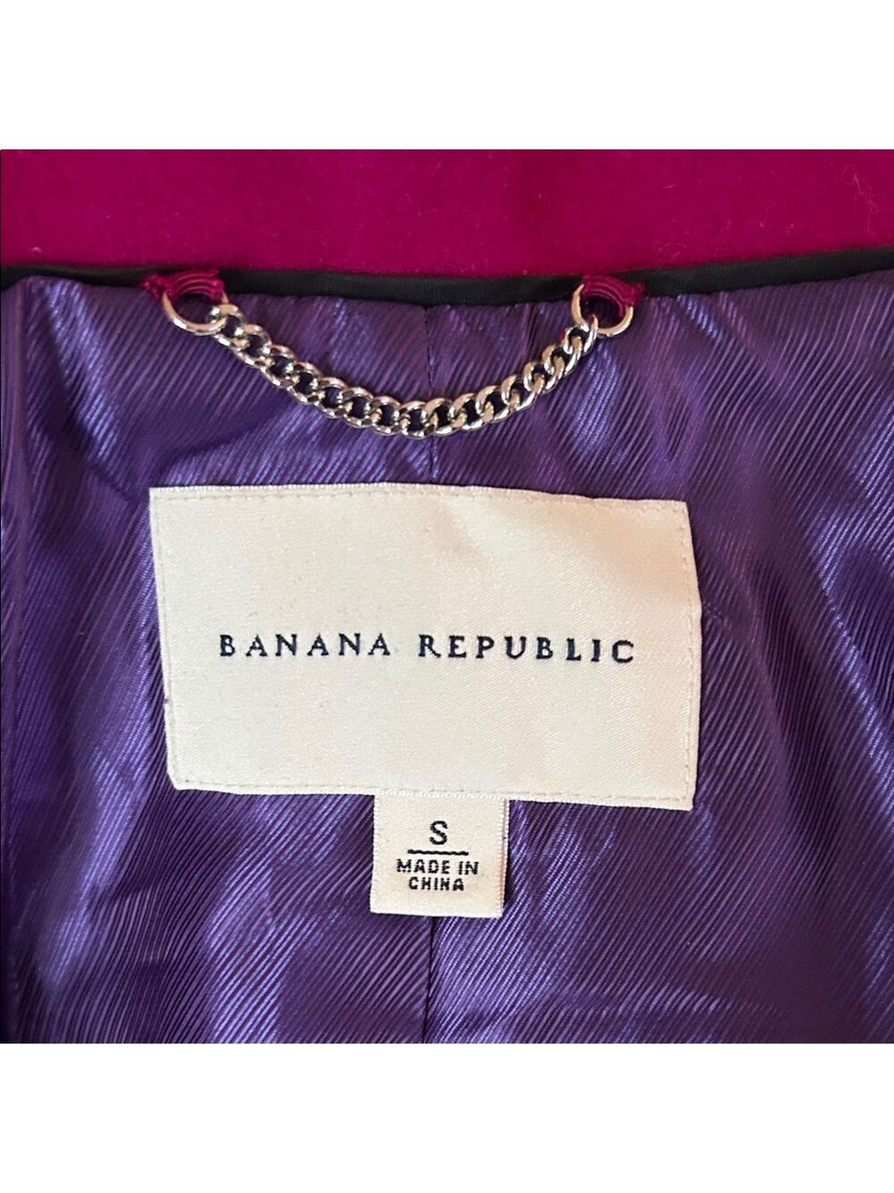 Banana Republic Women's Magenta Double-Breasted Pea Coat size S - Picture 14 of 16